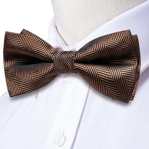 Image of Hi-Tie Bow Ties for Men Pre-Tied Pocket Square with Cufflinks Mens Bowtie Sets for Wedding Formal Party