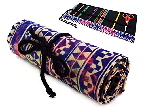 Preisvergleich Produktbild Federmäppchen Stifterolle Schlamperrolle Mäppchen Federtasche für Reisen Schule Büro Kunst Aztec New [065]