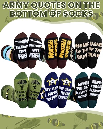 Cozypower 6 Pairs Men's Military Crew Socks Novelty Military Gift for Army Navy Airman Veteran Day Christmas Holiday2