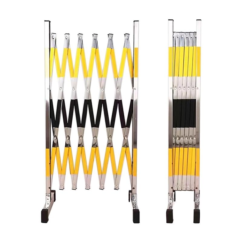 PFCDZDU Traffic Barricade with Casters, Stainless Steel Expandable Barrier, Folding Security Gate, Retractable Control Fence for Outdoor Construction(Silver-A,4.9x29.5ft/1.5x9m)