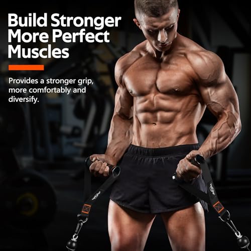 Image of Exercise Handles, Cable Machine Handles for Gym Cable Attachments Training | 2 Pack Heavy Duty Handle with Non Slip Grip for Cable Machines, Pull Down Workouts, Resistance Bands and Home Gym Equipment