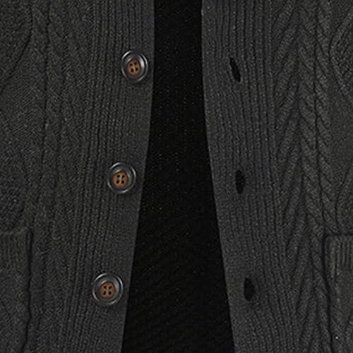 Mens Casual Shawl Collar Cardigan Sweater Button Down Open Front Knitwear Cable Knitted Ribbed Outwear With Pocket4