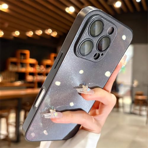 Coque iPhone 13 haut de gamme couleur unie noire brillante à paillettes