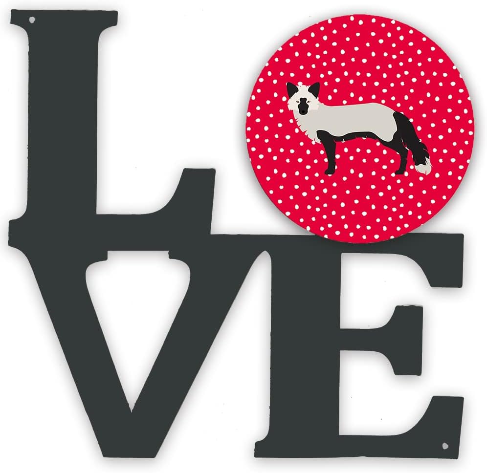 Caroline's Treasures CK5298WALV Silver Fox Love Metal Wall Artwork LOVE, Red Indoor Outdoor Art Decor Patio, Bathroom, Kitchen Colorful Aluminum and Black Steel Sculpture