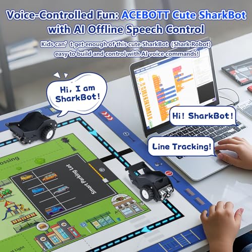 STEM Toys SharkBot Smart Car Kit Voice-Controlled ESP32 Coding Robot Robotics Kit for Kids Ages 8-12, Supports Arduino, ACECode, Programming for Classroom Home Education Birthday Gift for Boys Girls - Image 4