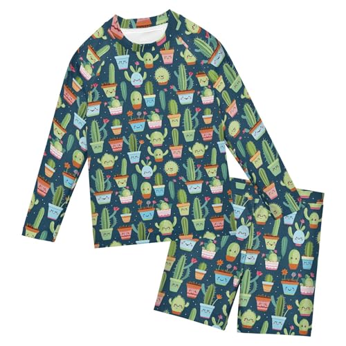 Cactus Cute Baby Boys' Toddler Long Sleeved Rashguard Swim Bathing Suit Set B0402408