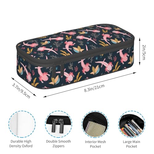 Image of Axolotl Pencil Case Aesthetic Large Capacity Pen Pouch | Storage Bag with Compartments for Travel School Office Organizer