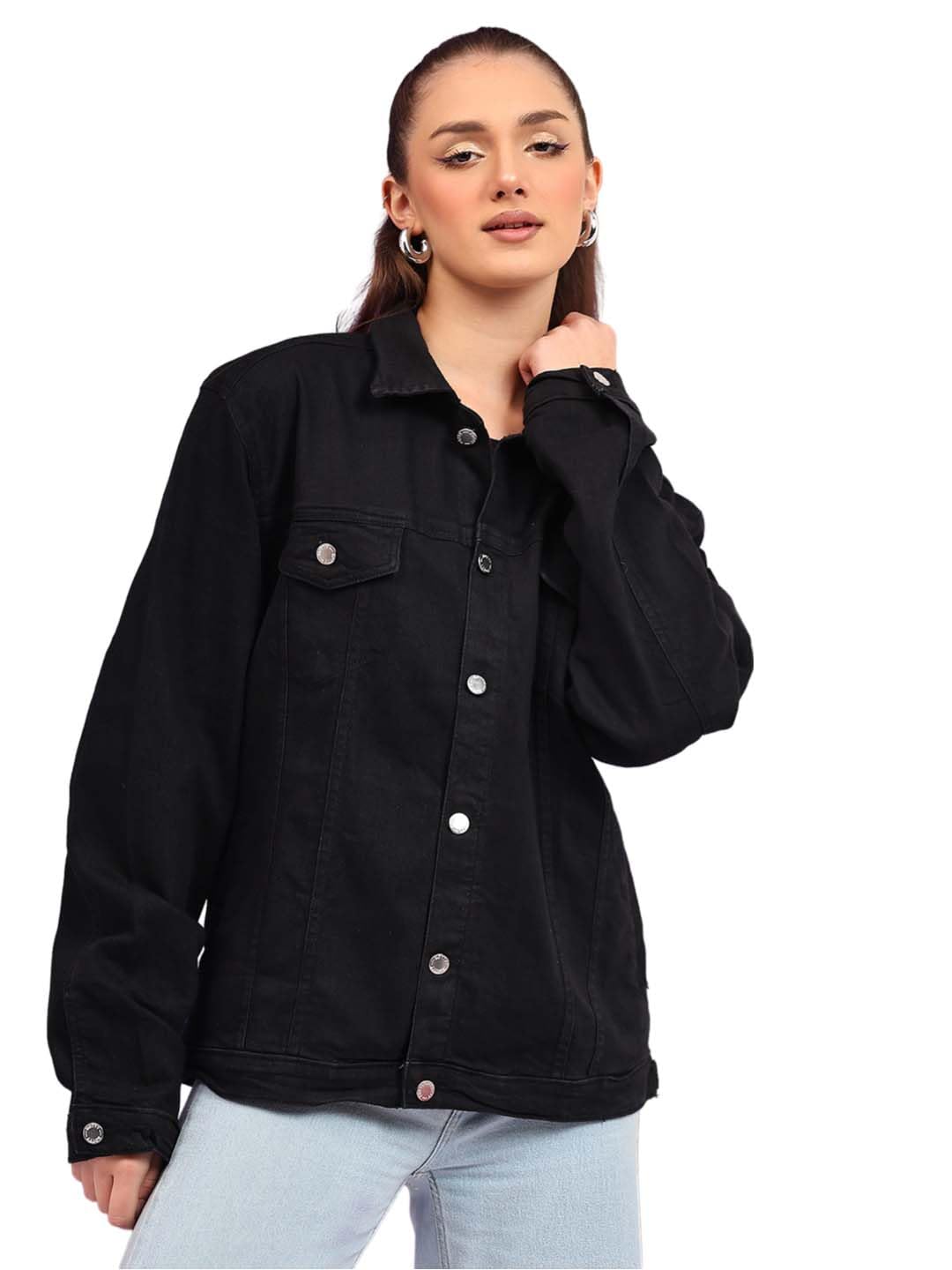 kotty Women's Solid Classic Comfortable and Versatile Outerwear Denim Jacket-picture-34