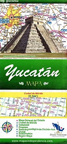 Yucatan, Mexico, State and Major Cities Map (Spanish Edition)