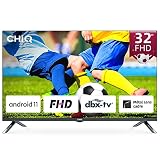 CHIQ L32H8C 32Pouces(80cm) FHD TV Metal Frame, LED Smart TV, HDR,Chromecast, WiFi, Netflix/Prime Video/Google Assistant, Triple Tuner, Android 11
