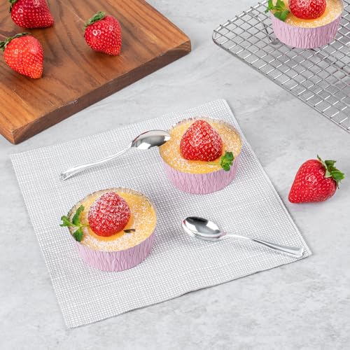 Restaurantware Aluminum Foil Baking Cups Pack of 200 Oven-Friendly 3 Oz Pink Ramekins 2.3" Round Dessert Cups Disposable Greaseproof, Glossy Finish Pink Exterior For Creme Brulee Custard Flan by Restaurantware - Used condition - Image 7