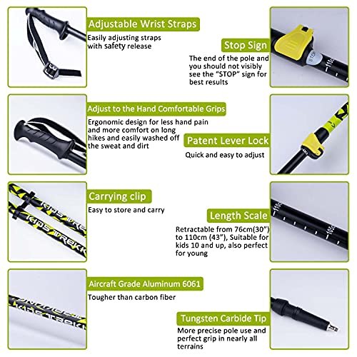 Kids Hiking Poles For Kids - Adjustable Telescopic Trekking Poles For Children - Ultralight Nordic Walking Sticks All Designed For Boys And Girls #TOP1