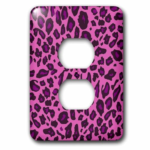 Coque pour 2 prises léopard rose vif 3dRose lsp_112933_6 contre les plaques ternes