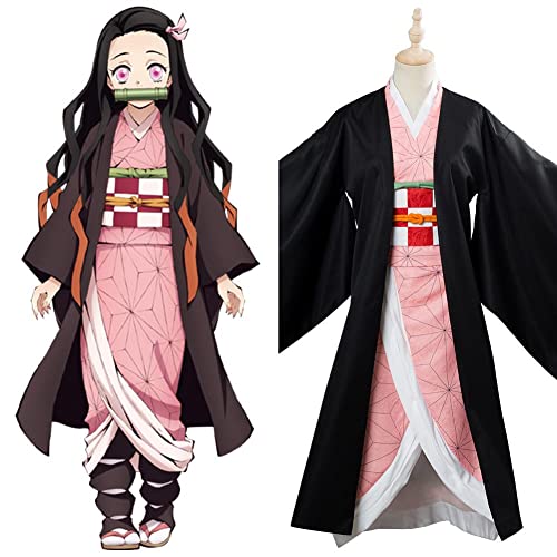Yakogy Girls Cosplay Dress Up Kamado Costume Kids Anime Kimono Dress Suit Full Set #TOP2