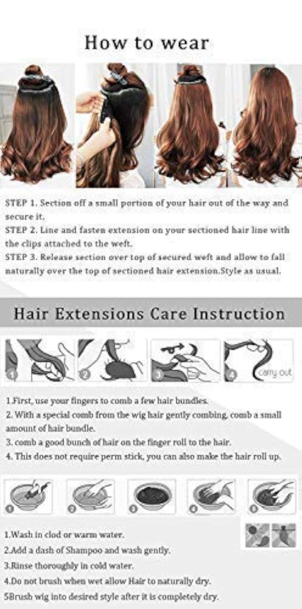 Natural Curly Brown Hair Extension, 24 Inch Wavy Curls