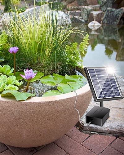 Nfesolar Aquarium Air Pump Oxygenator, 2.5W Solar Air Pump With 2 Air Bubble Stones, Solar Pond Aerator Up To 120 Gallons 3 Mode&No Noise Solar Aerator For Pond Stock Tank Fishing Hydroponics thumb #1