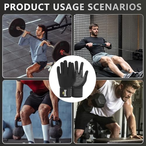 Image of Proberos Full Finger Workout Gloves with Wrist Support, Gym for Men and Women, Professional Weightlifting, Fitness Training Workout, L