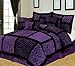 7Pcs Queen Safari Purple and Black Patchwork Micro Suede Comforter Set