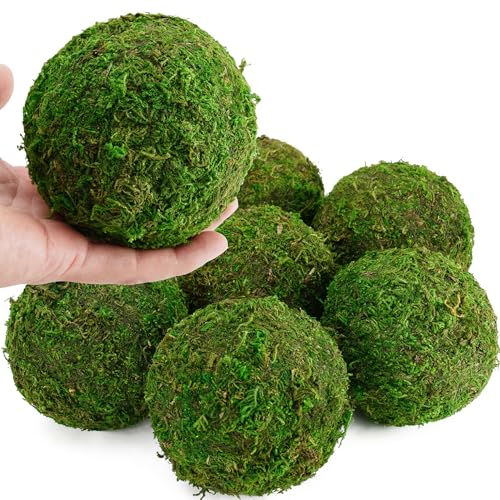 BYHER Decorative Moss Balls Set - Fake Moss Balls for Bowl Fillers Centerpiece Decor Home Decor Vase Filler Wedding Decor Table Arrangement Coffee Accents DIY Crafts (Extra Large - 4-Set of 6)