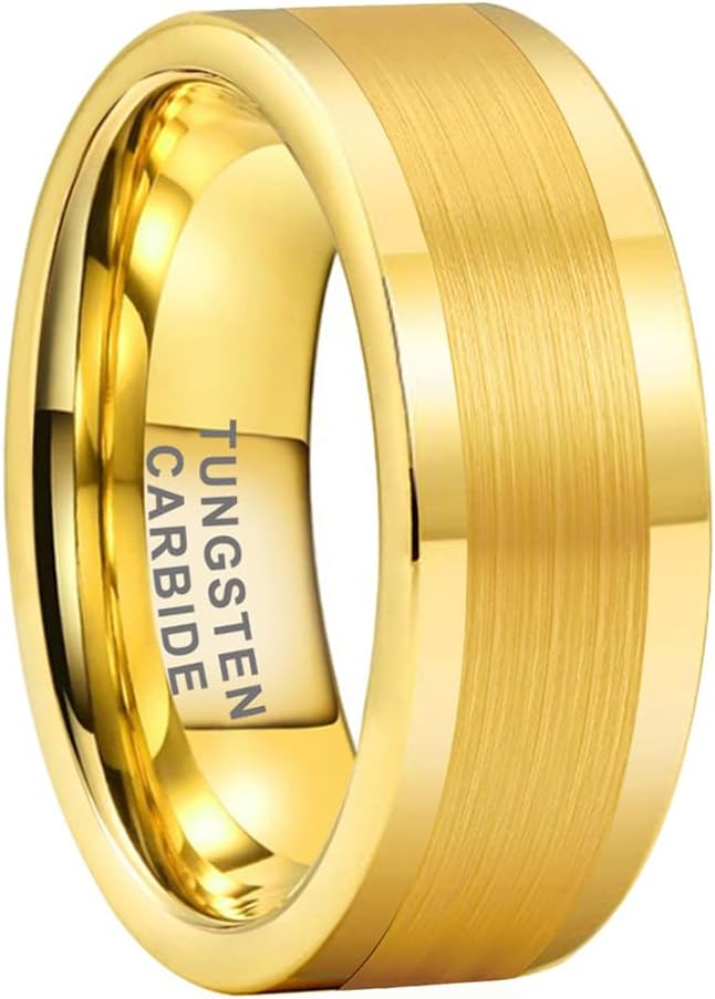 8mm Silver/Black/Gunmetal/Gold Tungsten Rings for Men Women Fashion Engagement Wedding Bands Matte Polished Pipe Cut Comfort Fit