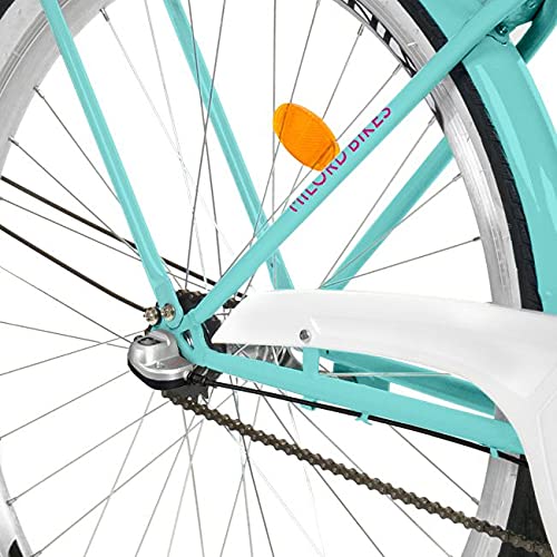Milord. 28 inch 3 versnellingen aqua blauw comfort fiets met mand en rugdrager, Nederlandse fiets, damesfiets, citybike… - Afbeelding 6