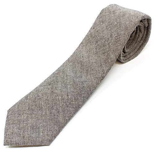 Image of Men's Chambray Cotton Skinny Necktie Tie Textured Distressed Style - 2.5 inch Width