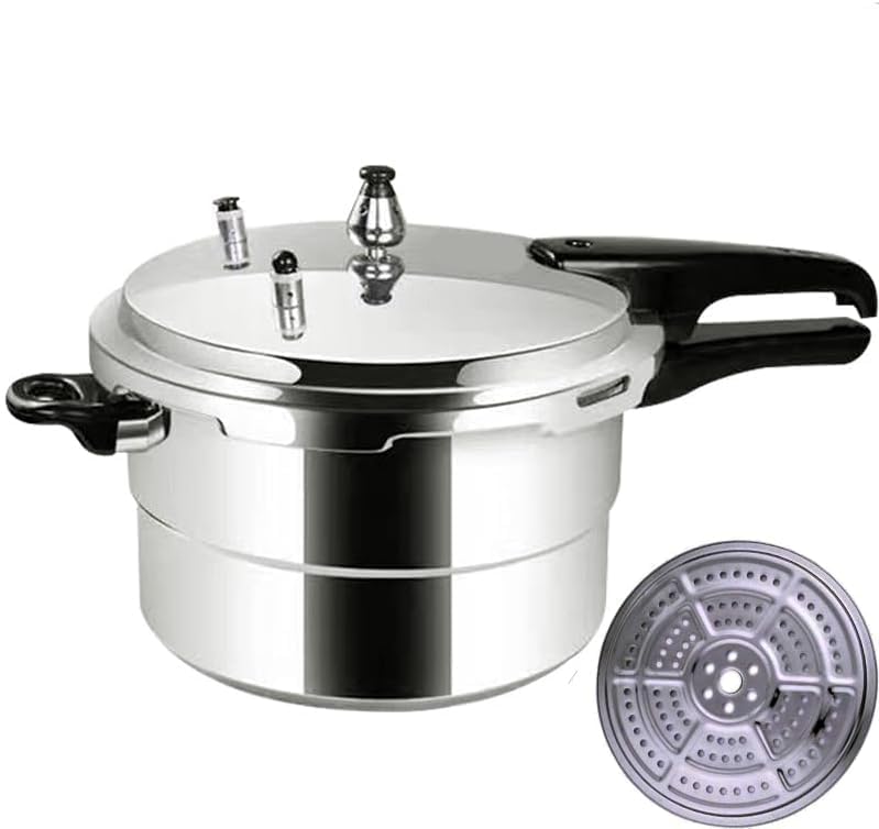 5.3 QT Pressure Cooker, 3 Layer Base Pressure Canner for Gas Stove & Induction Cooker, Multi Purpose 80Kpa Power Rice Cookware for Fast & Even Heating with Steaming Rack & 8 Safety Protections