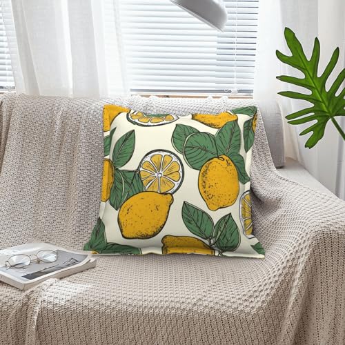 Coussin similicuir citron pour déco rustique de salon et canapé