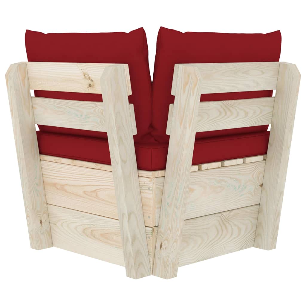 vidaXL Abeto Impregnado Sofá de Esquina de Palets de Jardín Cojines Asiento Silla Sala de Estar Salón Terraza Patio Exterior Estable Balcón Seccional