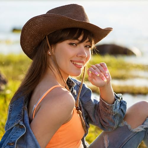 Sombreros de vaquero de paja 12 piezas para mujer y hombre miniatura 5