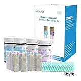 Medilax Blood Glucose and Ketone Test Strips kit - 60 Ketone Test Strips for Keto Diet, 60 Sugar Test Strips, 120 Blood Lancets Included