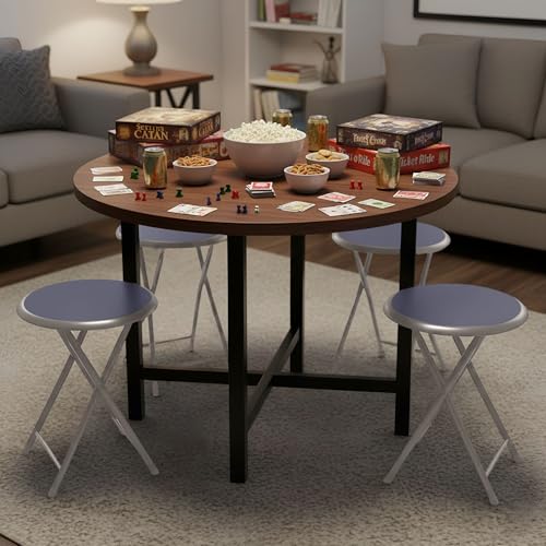 Image of Lavish Home Portable Folding Stool with Backless Seat Set of 4, Gray, 18 inch | Compact Counter Bar Stools with 225lb Capacity, Collapsible Stools for Kitchen, Dorm, RV, Camping, Rec Room or Extra Seating