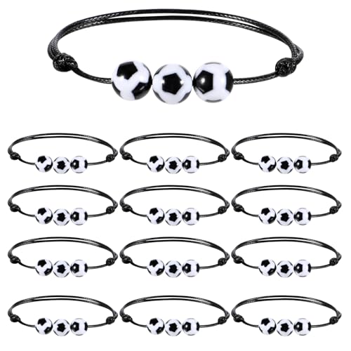 Giantree 12 Pcs Soccer Baseball Bracelets, Braided Sports Bracelets, Sports Accessories Football Inspirational Wristbands for Fans