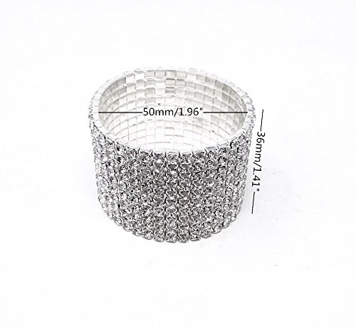 Honbay Bridal 10 Row Rhinestone Stretch Bracelet for Wedding, Party or Pageant - Image 3