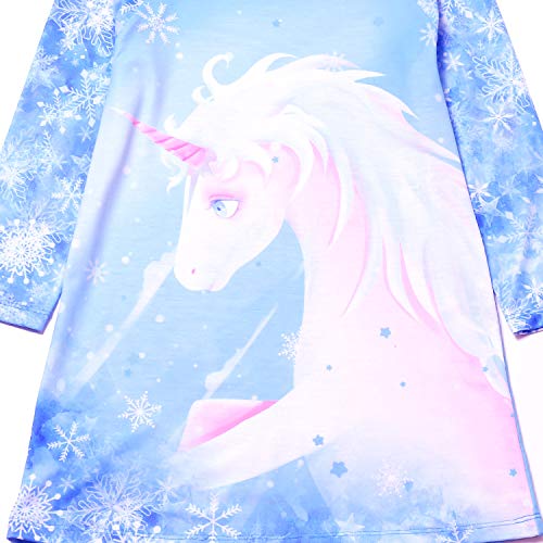 Jxstar Nightgowns for Girls, Long Sleeve Pajamas Sleepwear Unicorn Mermaid Cotton Night Dresses3