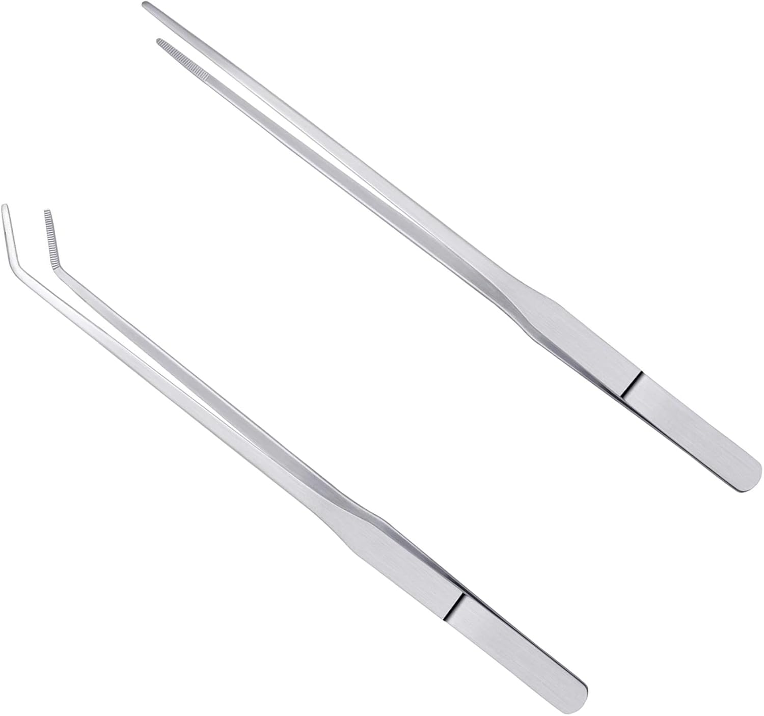 2 Pcs Long Tweezers,Extra Long Tweezers,Angled Tweezers,Forceps,Thin