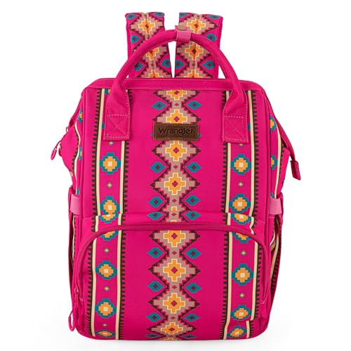 Image of Montana West Wrangler Diaper Bag Backpack Aztec Travel Backpack Purses Western Multi-Function Baby Bags for Mom with Waterproof Insulated Pockets
