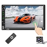 Double Din Car Stereo with Bluetooth 7 Inch Capacitive Touch Screen Car Stereo with Backup Camera Car Stereo with mirrorlink Car Radio Support Steering Wheel Control,USB,SD AUX in Functions