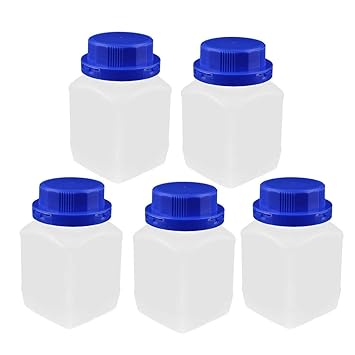 ELECTROPRIME 5 Pcs 450ml Plastic Square Wide Mouth Chemical Sample Reagent Bottle Thickening