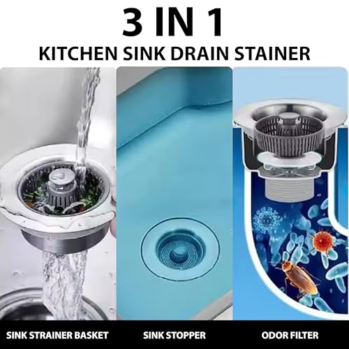 Colador 3 en 1 para fregadero de acero inoxidable miniatura 3