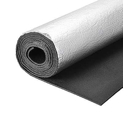 uxcell Insulation Sheet, 3.0mx0.5mx5mm Embossed Aluminum Foil Waterproof Heat Resistant Thermal Barrier, for Roof Wall HVAC Duct Pipe, Rubber Foam