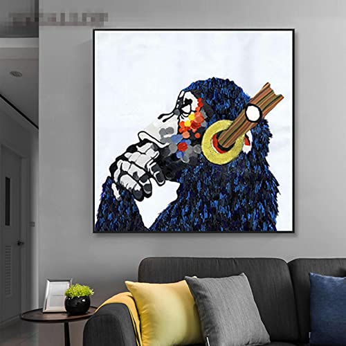 Singe Peinture Animal Mur Art affiche decorative en toile carrée 70x70 cm salon design