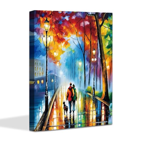 Peinture à l'huile pour couple romantique de style tableau abstrait coloré