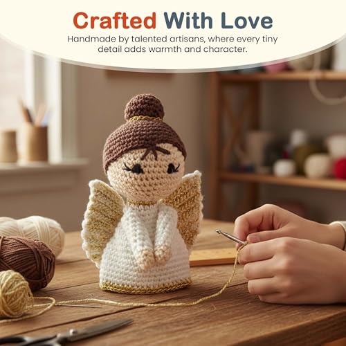 Image of Happy Threads Handmade Crochet Doll - Angel | Amigurumi Toys for Girls & Boys | Soft Doll for Kids | Ideal Crochet Soft Toys for Gifting & Nursery Decor, Eco-Friendly, BIS Certified (100% Cotton)