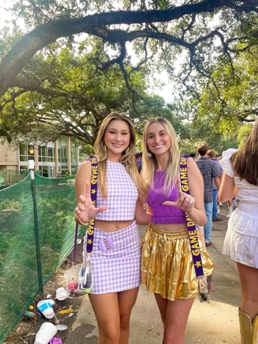 Image of Game Day Purse Strap Replacement Beaded Purple Yellow Purse Strap Football Clear Bag Strap Accessories Game Day Outfits (Purple Yellow)