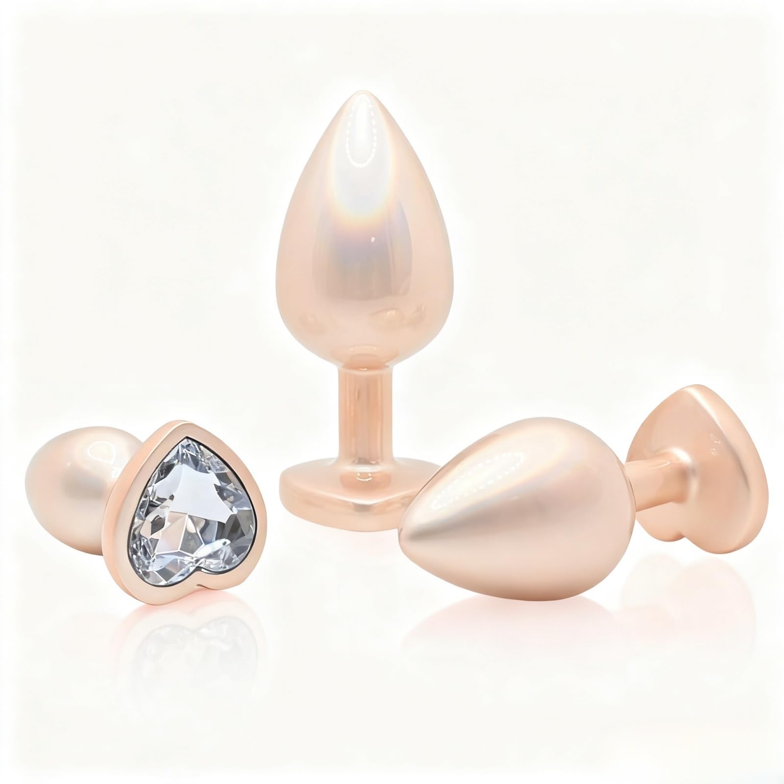 3Pcs Metal Butt Plug with Heart - Shaped Jewelry Base G Spot Anal Sex Toy for Beginners Adult