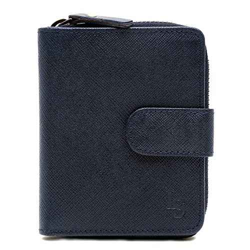Image of LOUIS STITCH Safiano Leather Blue Wallet for Men | RFID Blocking Bifold Wallet with ID Card Holder, 2 Card Slots | Slim Purse for Men, Genuine Leather (WL-SF BU)