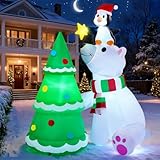 Joiedomi 6 ft Christmas Polar Bear Inflatable Decoration, Polar Bear with Penguin & Xmas Tree Inflatable DΓ©cor with Build-in LEDs Blow Up for Christmas Party Outdoor, Yard, Garden, Winter Decoration