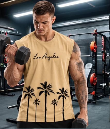 Image of SHODOX Men's 100% Cotton Tank Top | Round Neck Sleeveless Gym Vest | Loose Fit Casual Sportswear T-Shirt | Breathable & Lightweight Fitness Wear for Workout & Active Wear