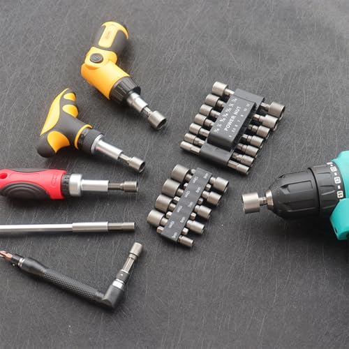 Image of Serplex 23Pcs Power Nuts Driver Drill Bit Tools Set 1 /4'' Driver Hex Shank Keys Metric Socket Wrench Screw Impact Driver Bit Set for Power Tools, Electric Drills Screwdrivers Socket Wrench